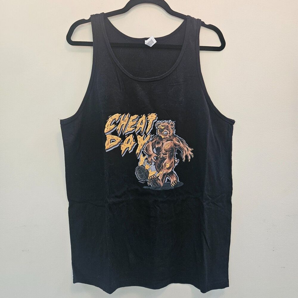 Cheat Day Muscle Workout Tank Men Sz L Bella Canvas Gym Workout Exercise Weights
